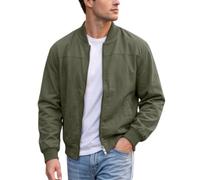 Mens Casual Lightweight Jacket Zip Up Regular Fit With Side Pockets (Green,3XL)