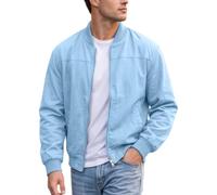 Mens Casual Lightweight Jacket Zip Up Regular Fit With Side Pockets (Light Blue,S)