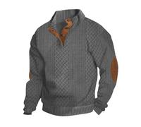 Men's Casual Sweatshirt Pullover Sweater, Long Sleeve 1/4 Button Pullover Sweater (Grey,4XL)