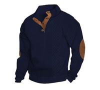 Men's Casual Sweatshirt Pullover Sweater, Long Sleeve 1/4 Button Pullover Sweater (Navy,L)