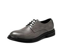Mens Classic Lace Up Oxford Shoes Leather Round Toe Slip Resistant Block Heel Formal Casual Footwear(Grey,40 EU)