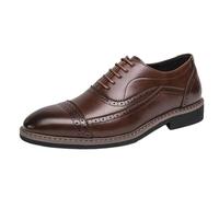 Mens Comfort Orthopedic Lace Up Oxford Shoes Pointed Toe Italian Leather Formal Business Dress Shoes for Office and Weddings(Brown,41 EU)