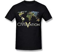 Men's Cool Picture SID Meiers Civilization V Game Cotton T-Shirt Black XL