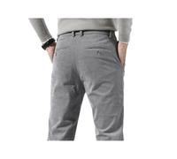 Men's Corduroy Casual Pants Business Solid Color Elastic Regular Fit Trousers Male Para Hombre(Grey,Size 33)