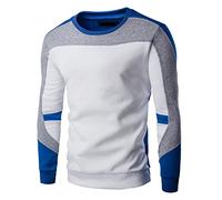 Men's Crew Neck Sweatshirt Fashion Plush Thick Men's Jumper Comfortable Warm Men's Long Sleeve Sweatshirt A-Blue XL
