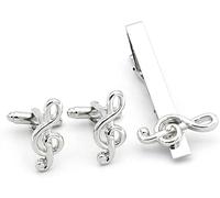 Mens Cufflinks Elegant Style Cuff Art Series Steel Color Musical Symbol Cuffs Buttons Nek Thai Pin Set Men's Accessories Gift French Shirt Cuffs Button Male Jewelry Clothing Accessories