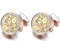 Mens Cufflinks Elegant Style Cuff Cufflinks Classic Cufflinks, Men's Wedding Gold Color Normal Steam Punk Gear Watch Mechanism Non-Functional Clock Movement Clothing accessories (Color : Rose Gold Co
