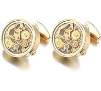 Mens Cufflinks Elegant Style Cuff Cufflinks Classic Cufflinks, Men's Wedding Gold Color Normal Steam Punk Gear Watch Mechanism Non-Functional Clock Movement Clothing accessories (Color : Rose Gold Co