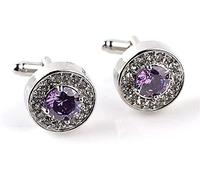 Mens Cufflinks Elegant Style Cuff Cufflinks of Shirts Cufflinks Diamonds Fashion Cufflinks Cufflinks are to Oxidation and are Durable Clothing accessories ( Color : Purple , Size : As shown(Purple)