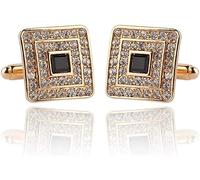 Mens Cufflinks Elegant Style Cuff Tuxedo Cufflinks Wild Rinstone Square Cuff Nail Sleeve Men's Cufflink Buckle Clothing Accessories(Gold)