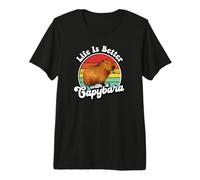 Mens Cute Retro Vintage Life Is Better with A Capybara Lover Camiseta Premium