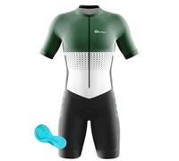 Men's Cycling Skinsuit - Trisuit Triathlon One Piece Padded Short Sleeve Suit Duathlon Running Swimming Cycling Skin Suit (10,XL)