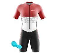Men's Cycling Skinsuit - Trisuit Triathlon One Piece Padded Short Sleeve Suit Duathlon Running Swimming Cycling Skin Suit (3,M)