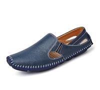 Men's Driving Moccasin Shoes Slip-On Comfort Leather Soft Sole Flexible Casual Loafers(Blue,40)