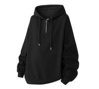 Men's Drop Shoulder Half Zip Hoodie Casual Long Sleeve Pullover Solid Sweat