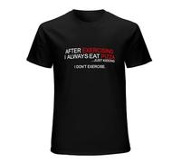 Men's Exercise Pizza Sarcastic Gym Adult Cool Graphic Gift Idea Humor Funny Tshirt Black S