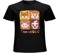 Men's Fantastic Mr Characters Art T Shirt WES Anderson Vintage Gift tee Black XL
