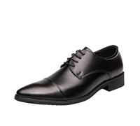 Mens Fashion Lace Up Formal Shoes Pointed Toe Leather Slip Resistant Business Uniform Footwear(Noir,40 EU)