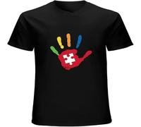 Men's Fashion T Shirts Autism Hand Autistic Aspergers Awareness Gift Present Crew-Neck t-Shirt Black 3XL