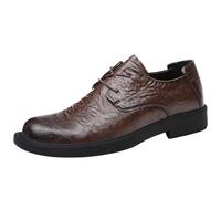 Mens Fashionable Lace Up Oxford Shoes Classic Leather Block Heel Casual Wedding Prom Evening Footwear(Brown,38 EU)