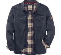 Mens Flannel Lined Waxed Cotton Shirt Jacket, Navy, Large