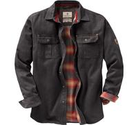 Mens Flannel Lined Waxed Cotton Shirt Jacket, Tarmac, X-Large