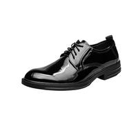 Mens Formal Leather Lace Up Shoes Bright Upper Pointed Toe Classic Comfortable Wedding Prom Dress Shoes(40 EU)