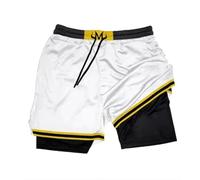 Men's Fun Anime Loose Drawstring Shorts, 2-in-1 Anime Pattern Quick Dry Mesh Sports Running Shorts(Color d,M)