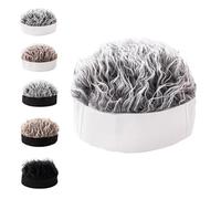 Men's Funky Faux Fur Knit Beanie Hat, Hip-Hop Style, Spiked Funny Wig Hat, Cool Streetwear Funky Knit Wig Hats (#D)