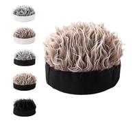 Men's Funky Faux Fur Knit Beanie Hat, Hip-Hop Style, Spiked Funny Wig Hat, Cool Streetwear Funky Knit Wig Hats (#B)