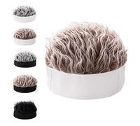 Men's Funky Faux Fur Knit Beanie Hat, Hip-Hop Style, Spiked Funny Wig Hat, Cool Streetwear Funky Knit Wig Hats (#C)