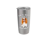 Mens Funny Life Is Better Cavalier Spaniel Dog Mom Lover Vaso térmico de acero inoxidable de doble pared