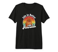 Mens Funny Retro Vintage Life Is Better Pomeranian Lover Camiseta Premium
