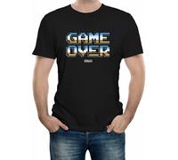 Mens Game Over Retro 80's T-Shirt Gaming 8 bit Arcade Pixel Retro Cool Black Crew Neck Unisex Short Sleeve T-Shirt L