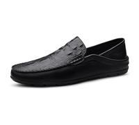 Men's Genuine Leather Penny Loafers Handcrafted Moccasin Driving Shoes Slip-On Comfort Boat Style Casual Footwear(Schwarz,42)