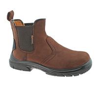 MENS GRAFTERS BROWN LEATHER WIDE FITTING CHELSEA DEALER SAFETY BOOTS M9509B KD-UK 8 (EU 42)