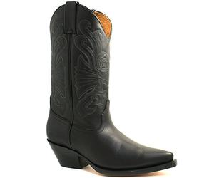 MENS GRINDERS BUFFALO BLACK LEATHER COWBOY WESTERN TALL POINTED TOE BOOTS-UK 9 (EU 43)
