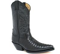 MENS GRINDERS CAROLINA BLACK LEATHER WESTERN TALL COWBOY BOOTS-UK 10 (EU 44)