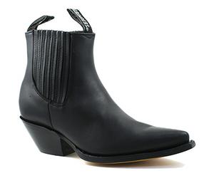MENS GRINDERS MUSTANG BLACK LEATHER WESTERN ANKLE COWBOY BOOTS -UK 9 (EU 43)