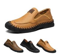 Men's Handmade Leather Orthopedic Outdoor Loafers-Casual Breathable Slip on Business Moccasins, Comfortable Non-Slip Driving Walking Travel Shoes (Brown,44)
