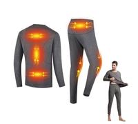 Men's Heated Thermal Underwear Set with 6 Heating Zones, Men r Thermal Clothes USB Charging Jumper and Legging,Gray,4XL