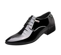 Men's Height Increase Leather Tuxedo Shoes Comfortable Pointed Toe for Wedding Formal French Style(42 EU)