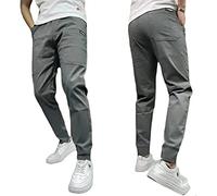 Men's High Stretch Multi-Pocket Skinny Cargo Pants,Outdoor Casual Drawstring Joggers Pants Cargo Pants Work Pants,Lightweight Fast Dry Stretch Sweatpants for Men Travel Hiking (34(75-82kg), Gray)