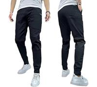 Men's High Stretch Multi-Pocket Skinny Cargo Pants,Outdoor Casual Drawstring Joggers Pants Cargo Pants Work Pants,Lightweight Fast Dry Stretch Sweatpants for Men Travel Hiking (38(97-107kg), Black)