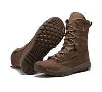 Men's High Top Military Tactical Boots Lace Up Combat Boot Non Slip Wear Resistant Jungle Shose For Backpacking Mountaineering Travel Army Outdoor Jungle Hunting(Brown,45 EU)