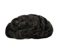 Men's Human Hair Toupee, Swiss Lace Male Wigs,Natural Looking Hair Pieces Replacement(1B20#,8"X10")