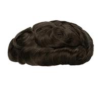 Men's Human Hair Toupee, Swiss Lace Male Wigs,Natural Looking Hair Pieces Replacement(Medium Brown,7"X9")