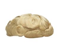 Men's Human Hair Toupee, Swiss Lace Male Wigs,Natural Looking Hair Pieces Replacement(Platinum Blonde,7"X9")