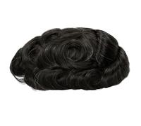 Men's Human Hair Toupee, Swiss Lace Male Wigs,Natural Looking Suave y Transpirable(1B10#,8"X10")