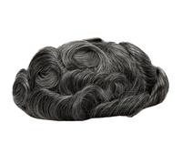 Men's Human Hair Toupee, Swiss Lace Male Wigs,Natural Looking Suave y Transpirable(1B40#,6"X8")